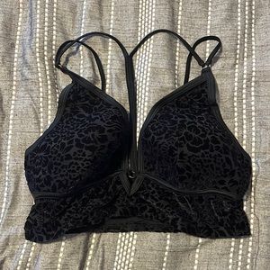 PINK black velvet bralette